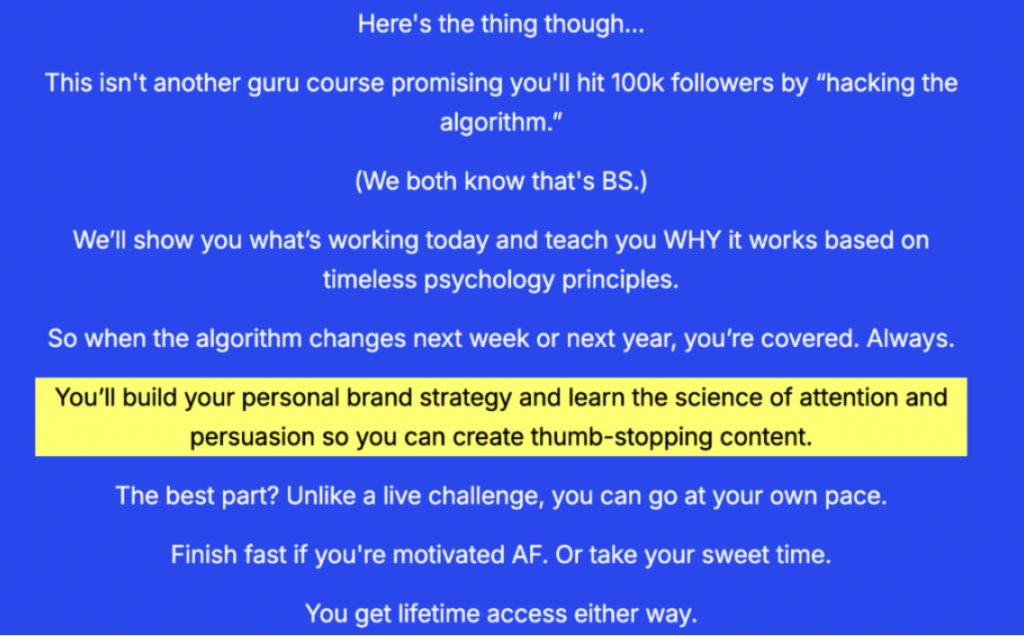 UNIGNORABLE sales page snippet on royal blue background
